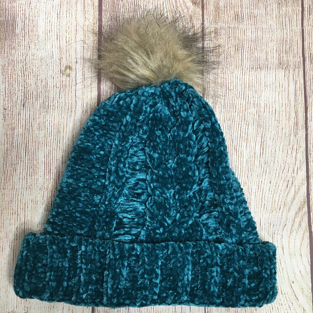 3/$25 Collection 18 Aqua Chenille Pom Pom Beanie